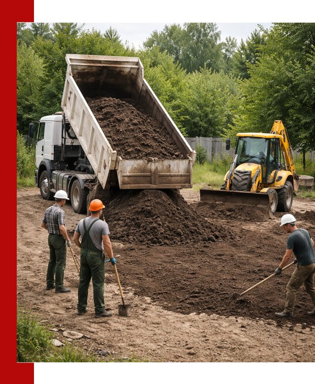 Доставка и укладка грунта для выравнивания участка в Балаково