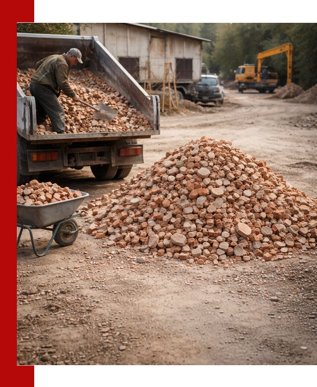 Доставка и подушка из боя кирпича с разгрузкой в Балаково