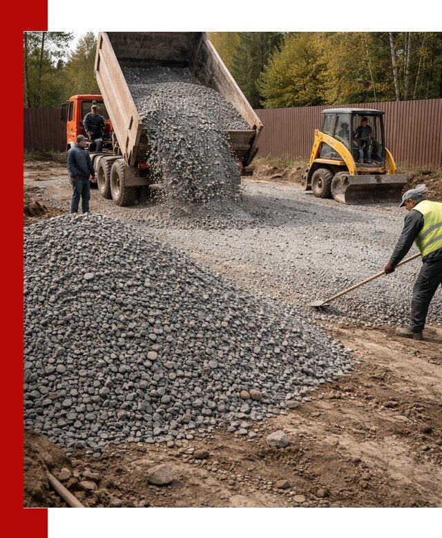 Отсыпка участка щебнем с доставкой и уплотнением в Балаково